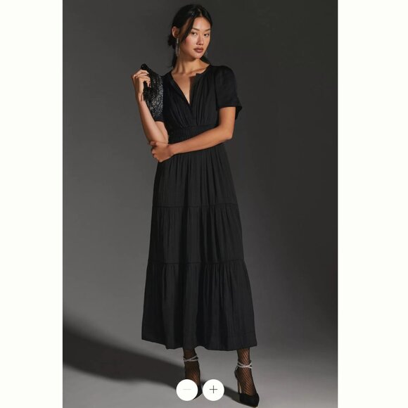Anthropologie's Somerset Maxi Dress - The Lumensilk Edition Black Size XSP - Picture 1 of 8